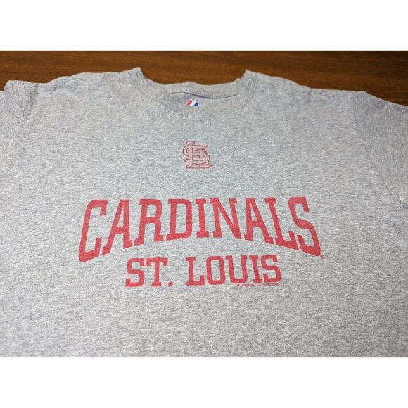 ST. LOUIS CARDINALS Gray Majestic Short Sleeve T-shirt L - Picture 3 of 10